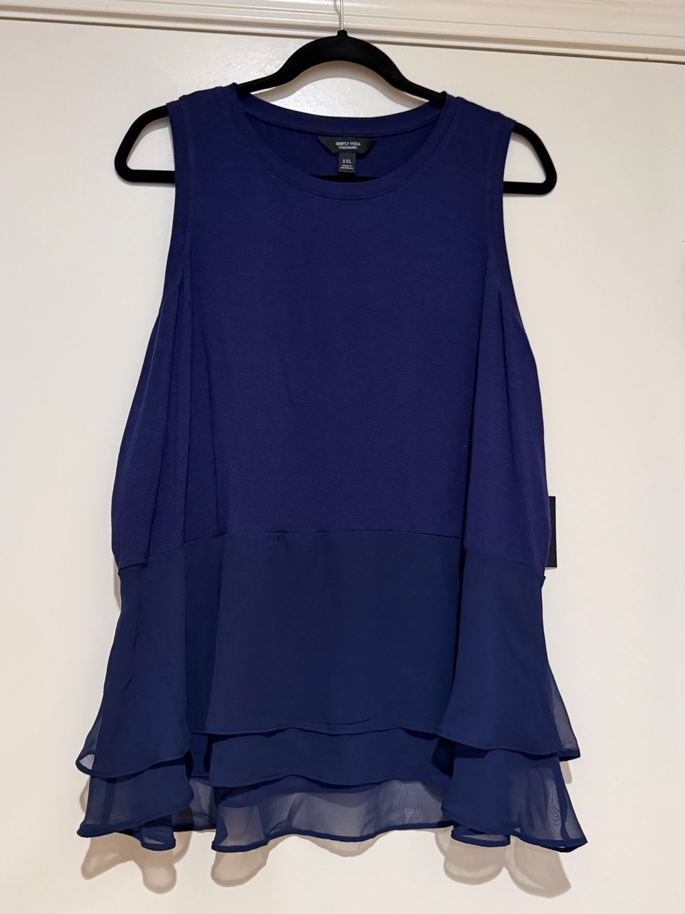 Simply Vera Vera Wang Navy Layered Sleeveless Tunic